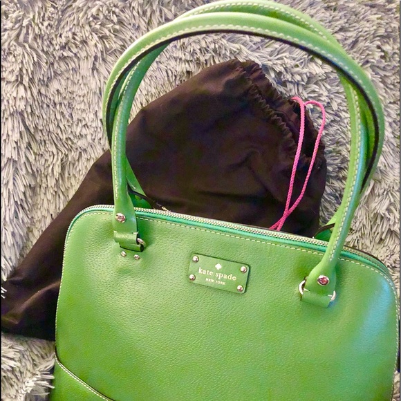 Vintage Kate Spade New York Wellesley Rachelle Apple Green Leather Satchel Large - Picture 2 of 13